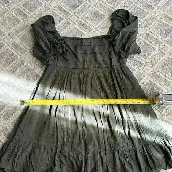 NWT Francesca’s Mi Ami Floral Ruffle Chiffon Mini Dress Green - Picture 5 of 6